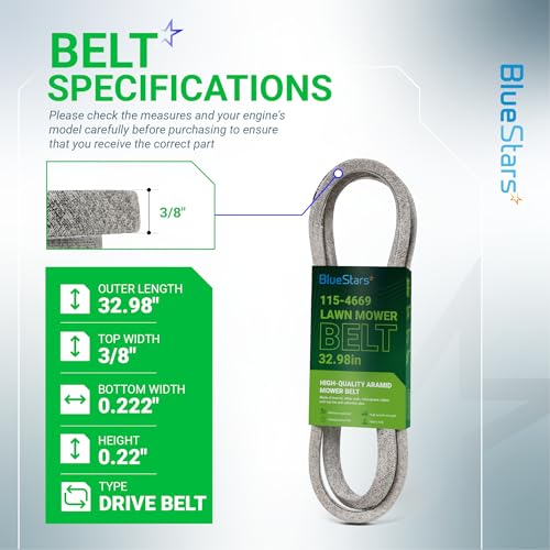 BlueStars 115-4669 Drive Belt | Aramid Cord | 32.98" x 3/8" - size: 115-4669, style: Aramid Cord