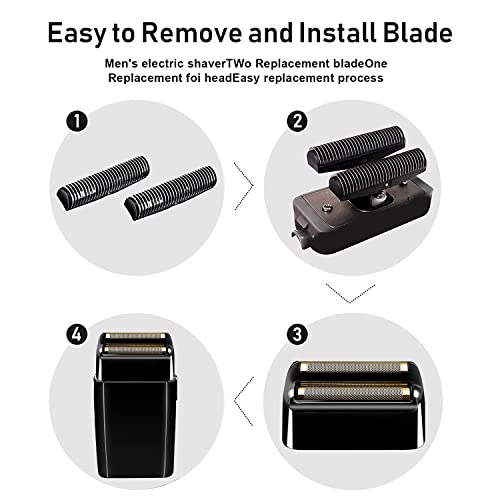 Shaver Replacement Foil & Cutters compatible with BaBylissPRO Double FXFS2(2PC Black) - color: 2PC Black