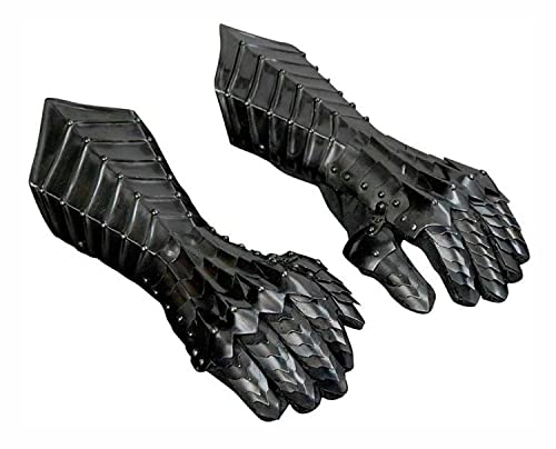 WARRIORPOINT Medieval Black Nazgul unisex-adult Gauntlets Mild Steels Armor Gloves Crusader LARP Gauntlets Pair Replica Costume