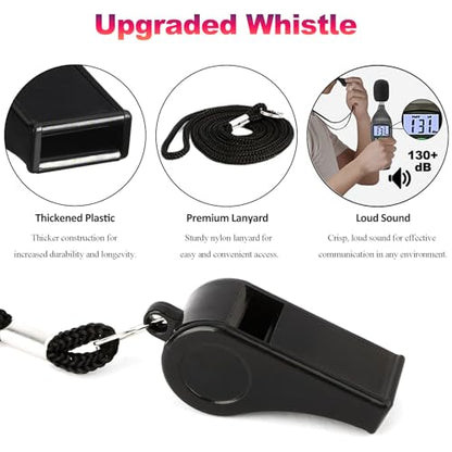 Soccer Referee Kit with Upgraded Loud Whistle, Red Yellow Cards Set - color: Black Whistle+Cards Set