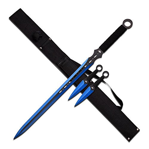 Snake Eye Full Tang Tactical Blade Katana/Ninja Sword/Machete/Throwing Knife, 27-Inch. - color: Blue