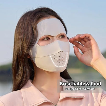UPF 50+ Reusable Cloth Mask, UV Guard Face Cover, Korean Slim Fit - color: Light Grey