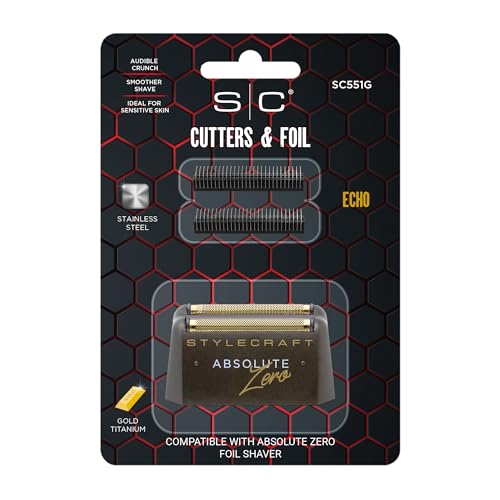 StyleCraft Absolute Zero Foil Shaver for Men Retractable Precision Trimmer - color: Gold Foils, Black Echo Cutters