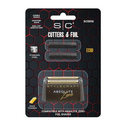 StyleCraft Absolute Zero Foil Shaver for Men Retractable Precision Trimmer - color: Gold Foils, Black Echo Cutters