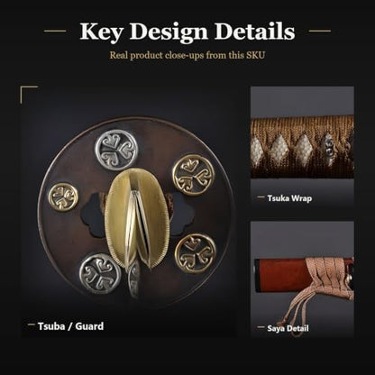 1045 Katana, Hand Forged Full Tang Japanese Sword | Classic Tsuba Series - color: Coin
