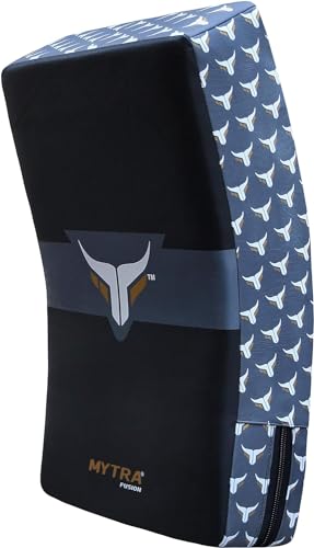 Mytra Fusion Kick Shield Curved MMA Strike Shield Muay Thai Training Strike pad Kicking Striking Shield Focus for Kickboxing Taekwondo & Martial Arts x 1 Single Unit (Black/Grey)