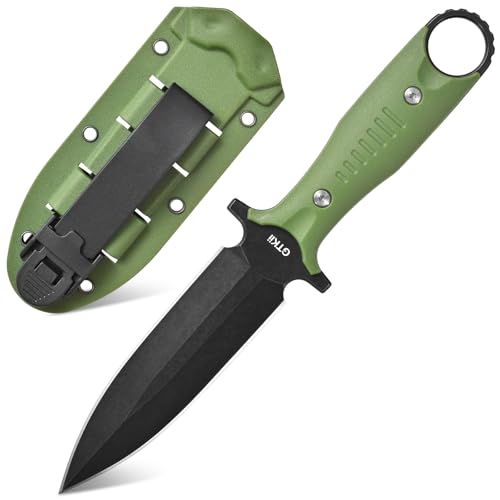 Gtkii GTK50 Fixed Blade Knife AUS-10 Stainless Steel Blade Nylon Fiberglass Full Tang Handle EDC Fix Knifes for Outdoor Camping Survival(Green) - color: Green