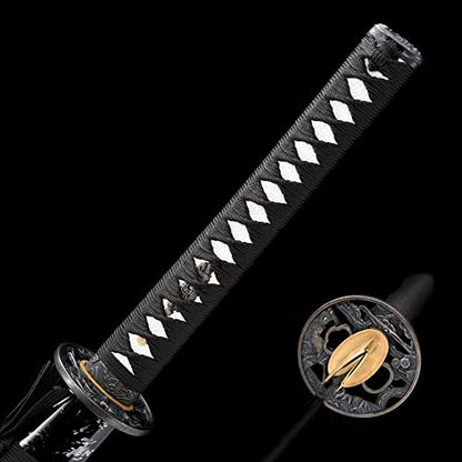 Traditional Heat/Clay Tempered Hand Forged Katana Sword | Real 1060/1095 T10 High Carbon Steel Sharp Full Tang Katanas | Practical Authentic Japanese Samurai Swords - color: Muramasa