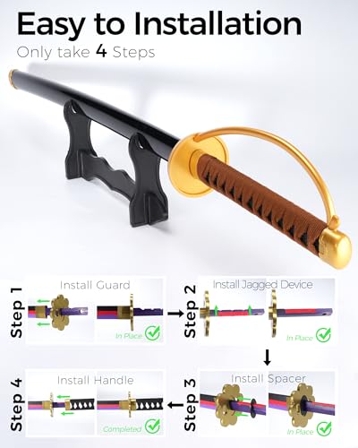 Cold Blade Katana Sword - 41 inches Katana Replica with Holster Belt and Display Stand - Sword with Authentic Design - color: M-gol·d·roger