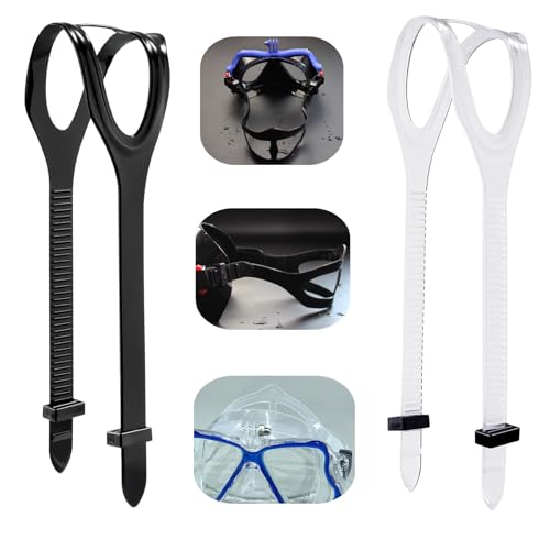 2 PCS Universal Dive Mask Strap Replacement Silicone Strap for Diving Swimming Snorkeling, Black, White
