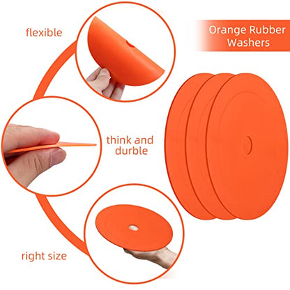 6 Pieces Low Profile Property Markers Orange Rubber Washers Driveway Marker for Low Profile Survey Stakes Screw in Survey Markers Flat Boundary Stakes Land Pins Ground Garden 6 Inches (No Nail