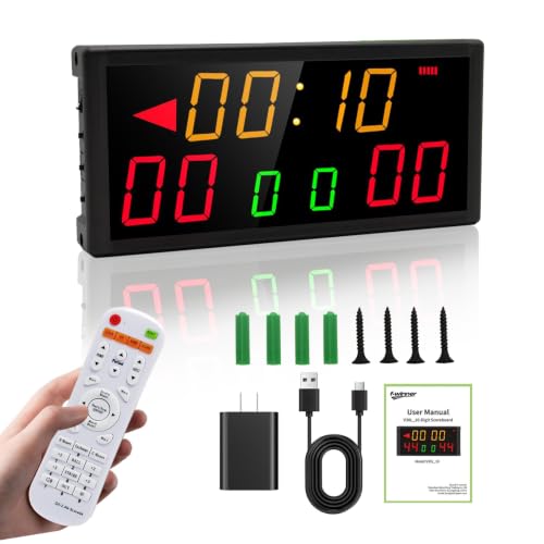 Electronic Scoreboard Large Scorekeeper with Tripod/Remote/Timer/Shot Clock - color: Red Yellow without tripod