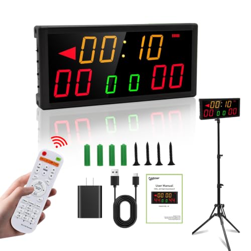 Electronic Scoreboard Large Scorekeeper with Tripod/Remote/Timer/Shot Clock - color: Red Yellow with tripod