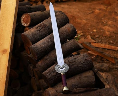 King Theoden’s Sword Herrugrim Replica with Scabbard - Handmade Stainless Steel Blade, Brass-Plated Guard