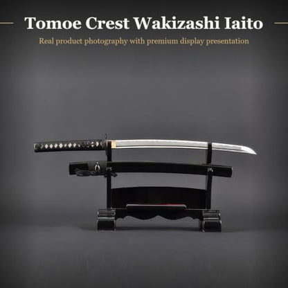 Wakizashi Iaito, Unsharpened Aluminum Alloy Iaido Training Sword - style: Tomoe Crest