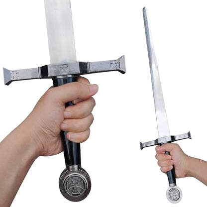 Stainless Steel Medieval Star of David King Solomon Cross Crusader Knight Templar Sword for Collection, Cosplay, Display - style: D-33.9 inch