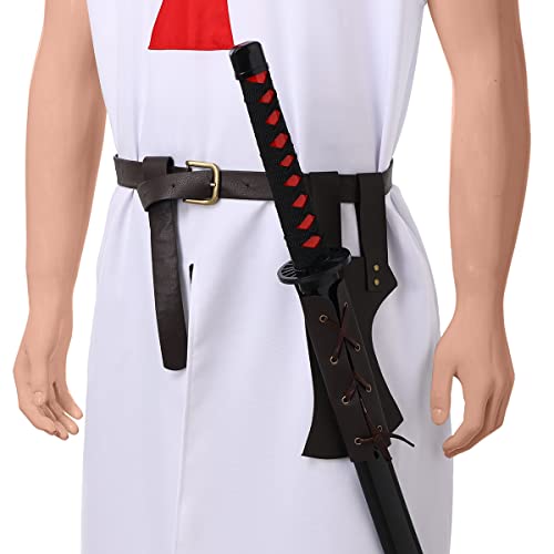 BLESSUME Medieval Knight Belt with Sword Frog Holster Rapier Scabbard Holder 1pc - color: Brown 13