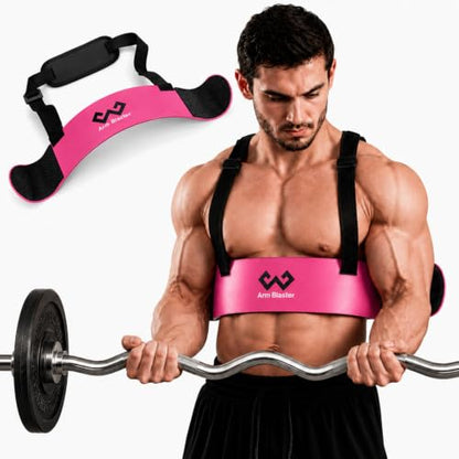 Arm Blaster Bicep Curl with Neoprene Padding, Adjustable Aluminum Bicep Curl Isolator, Bicep Blaster Arm Trainer for Weight Lifting Bodybuilding Home Gym Workout - color: Pink