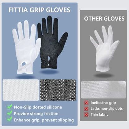 Beaded Parade Cotton Gloves for Women and Men With Grip - Non-Slip Costume Uniform Police Gloves With Snap Cuff - color: Black,1pc