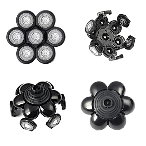 7 Blades Head Men's Electric Shaver Replacement Heads Floating Washable Shaver Replacement Blades for Bald Men (Black) - color: Black2