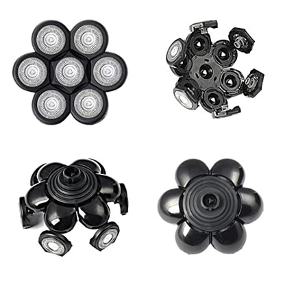 7 Blades Head Men's Electric Shaver Replacement Heads Floating Washable Shaver Replacement Blades for Bald Men (Black) - color: Black2