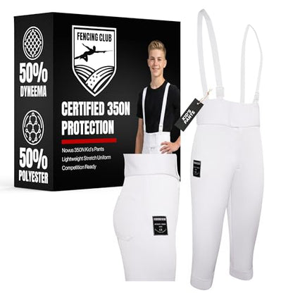 Kids Fencing Pants 350N, Novus Breathable Lightweight Stretch Knickers for Foil Epee & Saber Competition Ready - size: 140, style: Right Hand