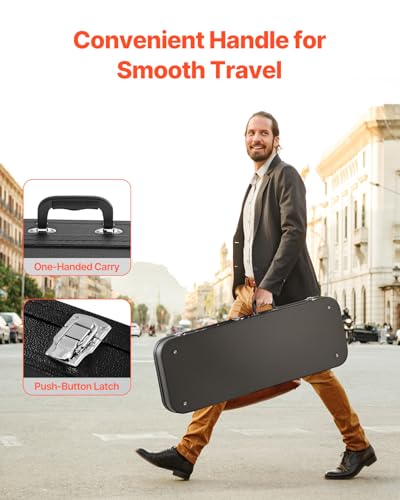VEVOR Electric Guitar Hard Case, 43.11 in Rectangular Guitar Hard Case, With Lock Latch Keys Handle, PVC Padding Soft Lining Water-Resistant Hard Shell Guitar Cases, for 39 in Electric Guitars, Black - size: 43.11 inches Rectangular