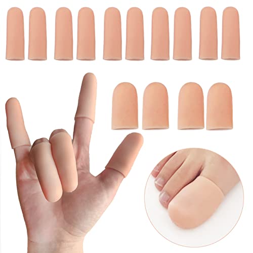 14 PCS Silicone Finger Cots, Gel Finger Protectors for Finger Tips, Soft Reusable Finger Caps Great for Trigger Finger, Hand Eczema, Finger Cracking, Finger Arthritis - size: 10 Small and 4 Large