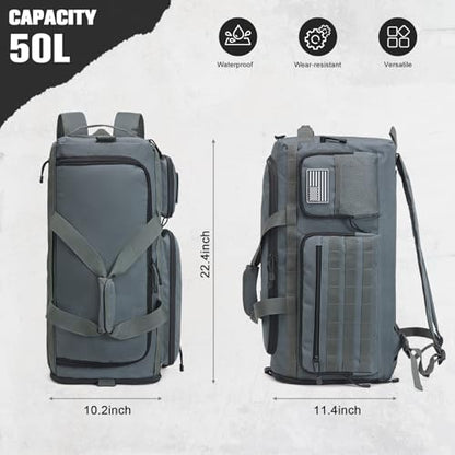 G4Free 3-in-1 Duffle Bag Travel Gym Sports, Large Tactical Duffel Backpack - color: Dark Grey