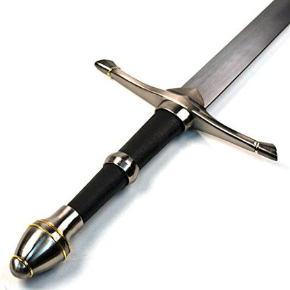 Ace Martial Arts Supply 36" Medieval Knight Arming Sword with Scabbard – Unsharpened Stainless Steel for Cosplay & Display - color: Chivalry Golden Ring W/ Frog Belt
