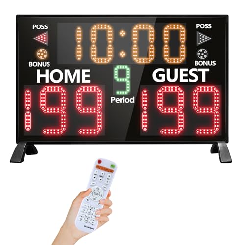 LUCKY TIME Electronic Basketball Scoreboard with Buzzer, Digital Scoreboard with Remote,Portable Score Keeper Battery Powered Score Board for Sports Games - style: 23" Large | Battery Included