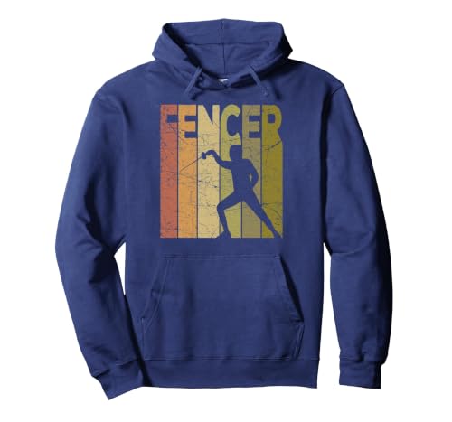 Fencer Vintage Fencing Retro Sword Fencing Graphic Pullover Hoodie - color: Navy Blue, size: Small