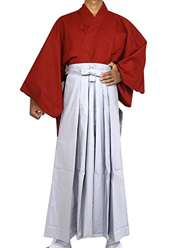 Edoten Japanese Samurai Hakama Uniform - color: Rd-grey, size: Large