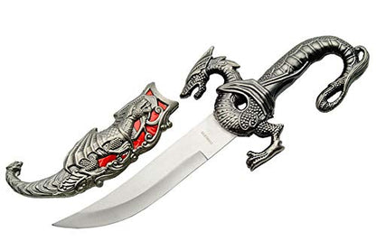SZCO Fixed Blade Full Tang Knife 9.5", Metal Handle Camping Knife, Red - color: Red
