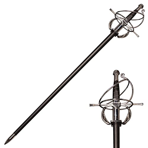 45.7" Renaissance Spanish Italian Style Rapier Fencing Sword with Spiral Swept-Hilt for Cosplay, Collection, Display - style: Renaissance