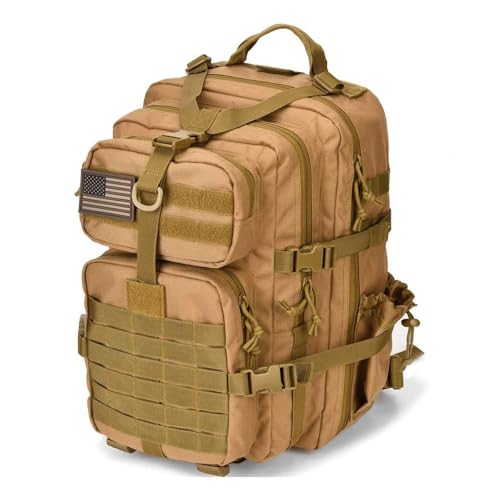 REEBOW GEAR Travel Tactical Backpack Outdoor 3 Day Rucksack Bag for Men - color: 09 Tan