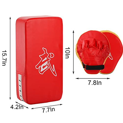WUWEOT 2-in-1 Punching Mitts Kick Pack Set, Boxing Gloves Taekwondo Kick Pad, Boxing Pads Curved Focus Punching Mitts, Adjustable Soft Shield Durable Training Pads Set