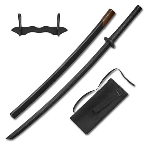 BJDJ Katana Sword - High Toughness Polypropylene Blade, Performing & Training, Includes Scabbard for Aikido - color: black