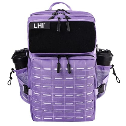 LHI Tactical Military Backpack for Men 25L/45L Large Molle Army Assault Pack 3 Day Hiking Rucksack With Bottle Holder - color: Light Purple, size: 45L