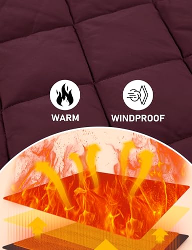 TACVASEN Men's Padded Jackets Winter Full Zipper Fleece Outwear Casual Windproof Bomber Varsity Coat - color: Red, size: Large