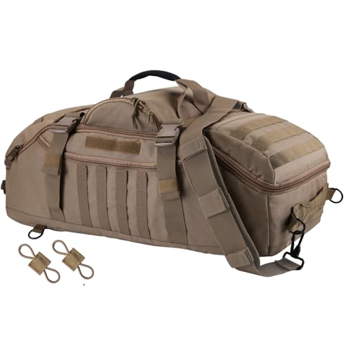 55L Large Travel Gym Duffle Bag Military Tactical Backpack, Army Pack 3 Day Bug Out Bag Rucksack for Outdoor Sport Hiking Camping with Molle System, Coyote - color: Coyote, size: 55L