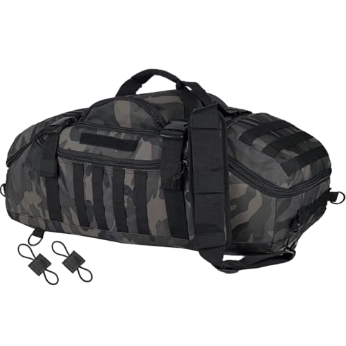 65L Large Travel Duffle Bag Military Tactical Backpack, Army Assault Pack Bug Out Bag Rucksack for Outdoor Sport Hiking Camping with Molle System - color: Black Camo, size: 65L