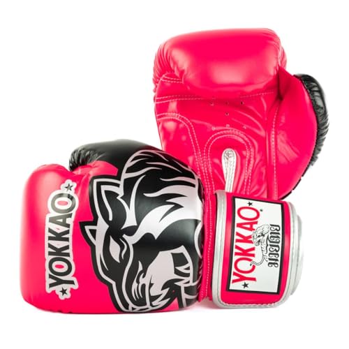 YOKKAO Design Breathable Muay Thai Boxing Glove | Premium Leather Training and Sparring Gloves for Men and Women | Winning Boxing Gloves | Punching Glove - color: Fuchsia, size: 12oz