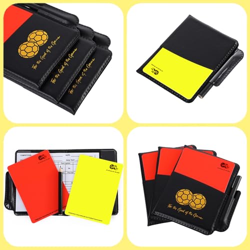 Soccer Referee Kit with Upgraded Loud Whistle, Red Yellow Cards Set - color: Black Whistle+Cards Set