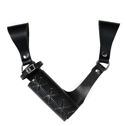 Mythrojan Medieval Sword Frog Adventurer with Leather Holder for Universal Rapier, Broadsword, Cutlass - style: Large Right Handed - Black (10" X 10")