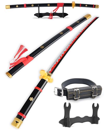 Cold Blade Katana Sword - 41 inches Katana Replica with Holster Belt and Display Stand - Sword with Authentic Design - color: Inferno Black