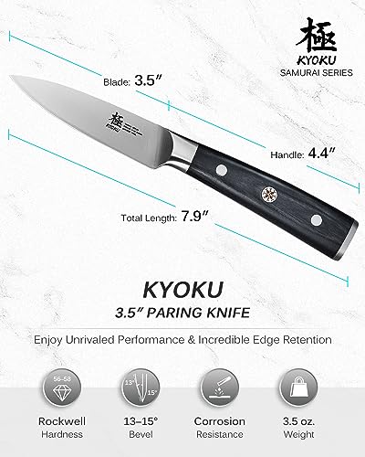 KYOKU Samurai Series Knife Japanese Style1 (Paring Knife, 3.5") - size: 3.5", style: Paring Knife