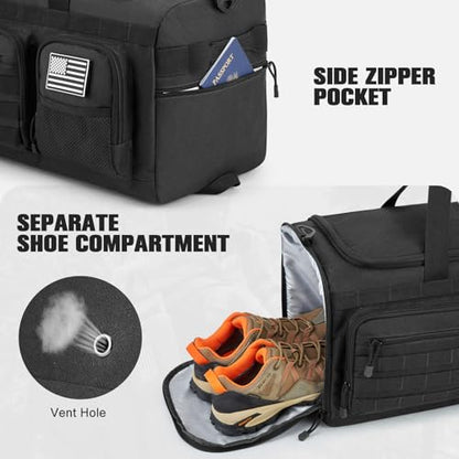 G4Free 3-in-1 Duffle Bag Travel Gym Sports, Large Tactical Duffel Backpack - color: Black