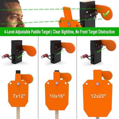 2x4 Steel Target Hanger & 4" x 3/8" AR500 Auto-Reset Paddle - style: 2-Pack