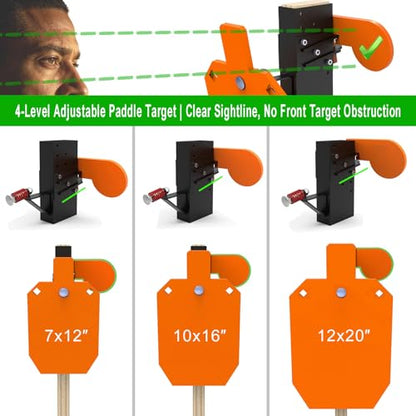 2x4 Steel Target Hanger & 4" x 3/8" AR500 Auto-Reset Paddle - style: 2-Pack